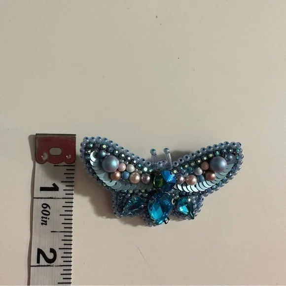 DIY Hand made beaded blue “butterfly” brooch